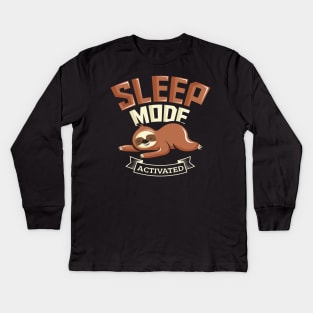 Sleep Mode Activated Cute Sloth Kids Long Sleeve T-Shirt